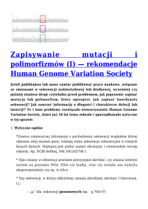 (I) — rekomendacje Human Genome Variation Society