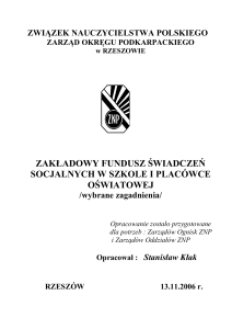 Tworzenie funduszu - Związek Nauczycielstwa Polskiego Okręg