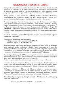 UROCZYSTOŚĆ CHRYSRUSA KRÓLA (22 LISTOPADA 2015r.)