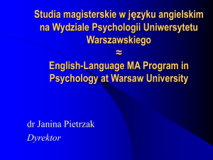 Studia magisterskie w języku angielskim na Wydziale Psychologii