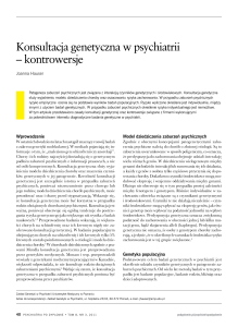 Konsultacja genetyczna w psychiatrii – kontrowersje