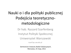 Nauki o polityce publicznej Nowa dyscyplina