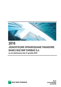 Jednostkowe Sprawozdanie Finansowe Banku BGŻ BNP Paribas