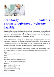 Standardy badania parazytologicznego-wybrane aspekty
