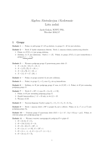 Algebra Abstrakcyjna i Kodowanie Lista zadań