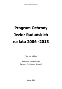 Program Ochrony Jezior Raduńskich na lata 2006
