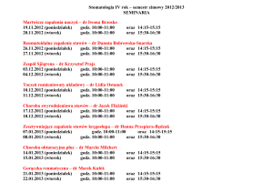 Stomatologia IV rok – semestr zimowy 2012/2013