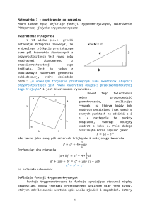 Matematyka I – powtórzenie do egzaminu Miara łukowa kąta