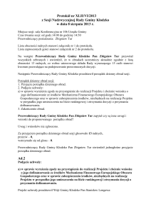 Protokół nr XLII/VI/2013 z Sesji Nadzwyczajnej Rady Gminy Kłodzko