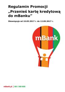 Regulamin Promocji „Przenieś kartę kredytową do mBanku”