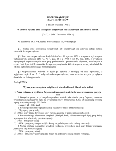 Rozporządzenie z dnia 10 września 1996 r. w sprawie wykazu prac