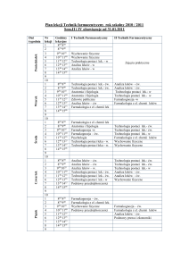 Plan lekcji Technik farmaceutyczny rok szkolny 2010 / 2011 Sem.II i I
