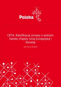 CETA: Ratyfikacja umowy o wolnym handlu między Unią