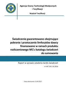 Raport PDF - Agencja Oceny Technologii Medycznych i Taryfikacji