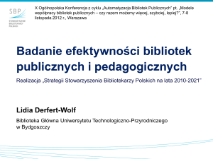 Badanie efektywności bibliotek publicznych i pedagogicznych