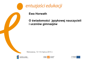 Ewa Horwath, O świadomości językowej nauczycieli i uczniów