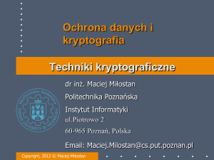 Podstawy kryptografii - Politechnika Poznańska