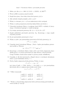 Lista 7 -Twierdzenie Eulera i pierwiastki pierwotne 1. Oblicz ϕ(n) dla