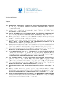 dr Dariusz Baranowski Publikacje 1995: Międzydobowe zmiany