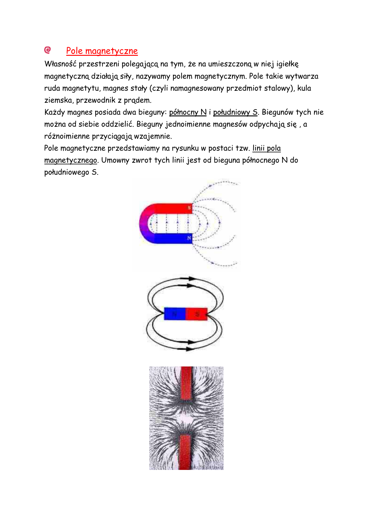 Sprawdzian Z Fizyki Z Magnetyzmu Pole magnetyczne