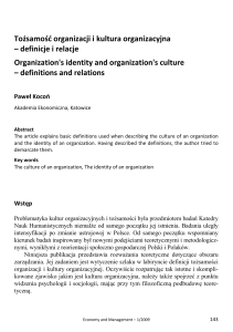 Tożsamość organizacji i kultura organizacyjna – definicje i relacje
