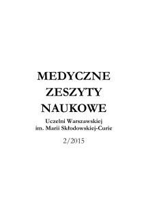 medyczne zeszyty naukowe - Uczelnia Warszawska im Marii