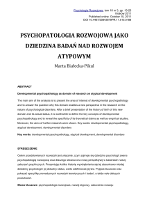 psychopatologia rozwojowa jako dziedzina badań nad rozwojem