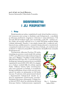 bioinformatyka i jej perspektywy - Instytut Informatyki Politechniki