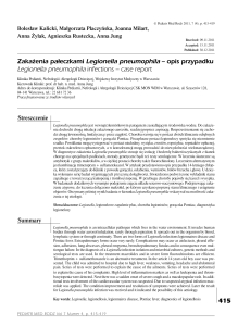 opis przypadku Legionella pneumophila infections
