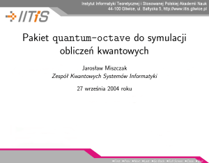 Pakiet quantum-octave do symulacji obliczeń kwantowych