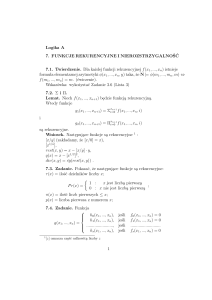 Logika A 7. FUNKCJE REKURENCYJNE I