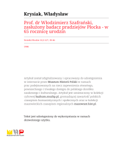 Prof. dr Włodzimierz Szafrański, zasłużony badacz pradziejów Płocka