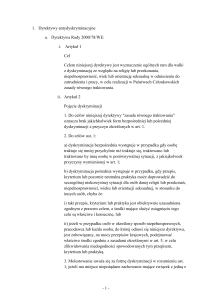 Dyrektywy antydyskryminacyjne Dyrektywa Rady 2000/78/WE