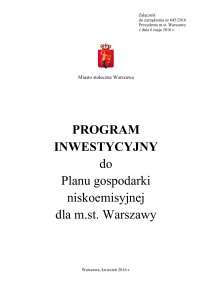 Program Inwestycyjny do Planu gospodarki niskoemisyjnej dla m.st