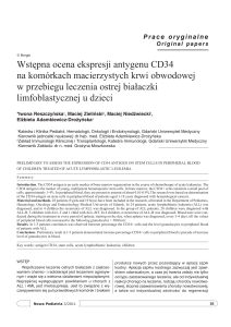 Wstępna ocena ekspresji antygenu CD34 na