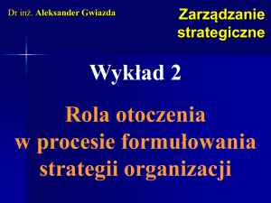 Rola otoczenia w procesie formulowania strategii organizacji