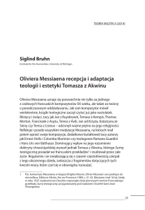Siglind Bruhn, Oliviera Messiaena recepcja i adaptacja teologii i