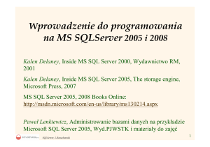 Wprowadzenie do programowania na MS SQLServer