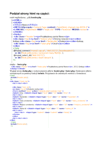 Podział strony html na części: