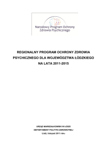 Regionalny Program Ochrony Zdrowia Psychicznego Województwa