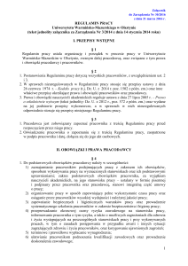 Regulamin pracy - BIP UWM w Olsztynie