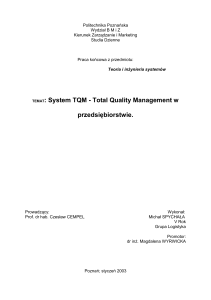 TEMAT: System TQM - Total Quality Management w przedsiębiorstwie.