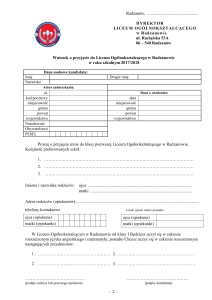 Wniosek o przyjęcie do Liceum Ogólnokształcącego w Radzanowie