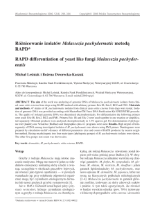 Różnicowanie izolatów Malassezia pachydermatis metodą RAPD