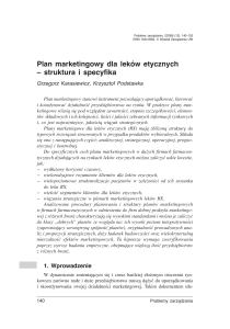 Plan marketingowy dla leków etycznych – struktura i specyfika
