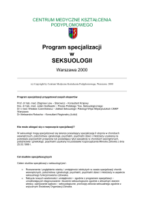Program specjalizacji w SEKSUOLOGII
