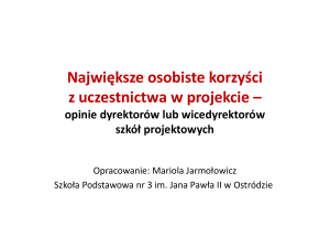 Korzyści z realizacji projektu - Szkoła Podstawowa Nr 3 im. Jana