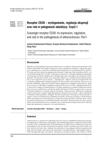 Receptor CD36 – występowanie, regulacja ekspresji oraz rola w