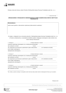 Niniejszy dokument dotyczy stałych Klientów Wielkopolskiej Agencji