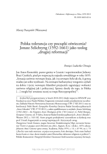Polska tolerancja czy początki oświecenia? Jonasz Szlichtyng (1592